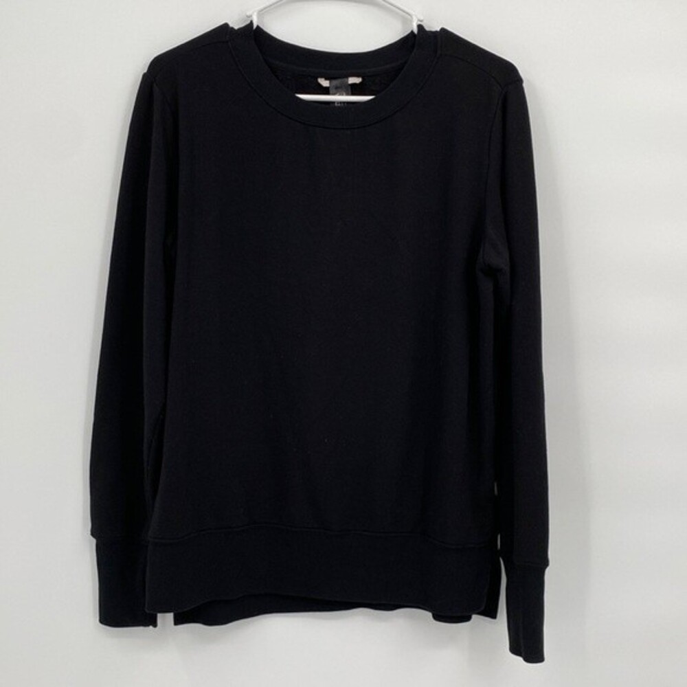 Mondetta Womens Round Neck Long Sleeve Stretch Pullover Sweatshirt Black Size S